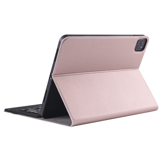 A098B-A Detachable ABS Ultra-thin Bluetooth Keyboard + TPU Tablet Case for iPad Air 11 2024 / 2025 / Air 4 10.9 inch 2020, with Stand & Pen Slot & Touch(Rose Gold) by buy2fix