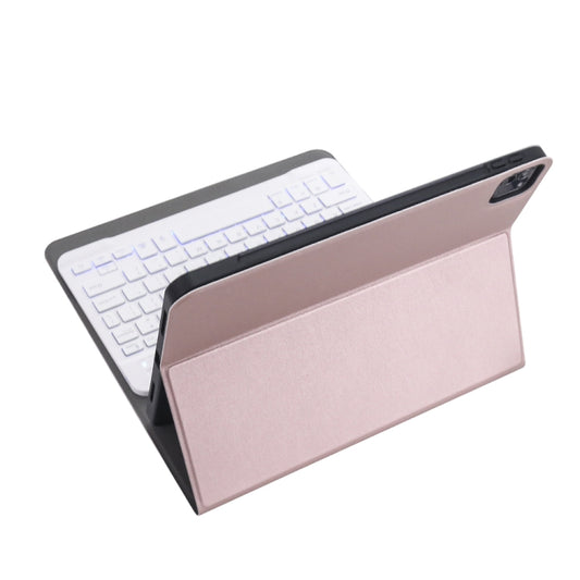 A098BS Detachable Ultra-thin Backlight Bluetooth Keyboard Tablet Case for iPad Air 11 2024 / 2025 / Air 4 10.9 inch 2020, with Stand & Pen Slot(Rose Gold) by buy2fix