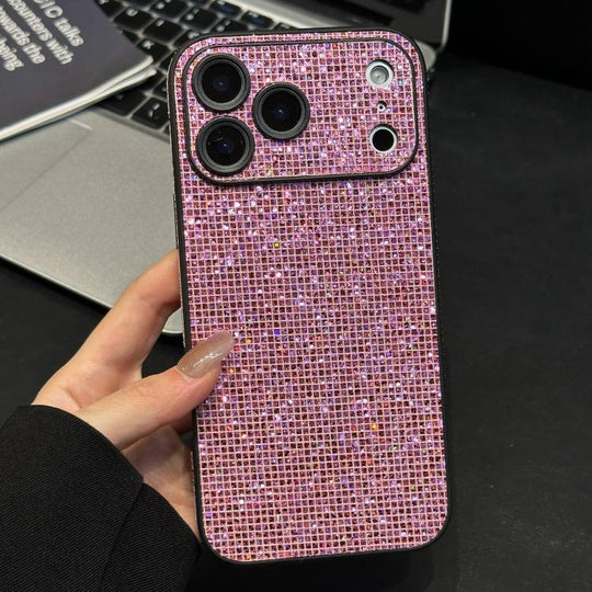 For iPhone 17 Pro Max Acrylic Rhinestone Full Coverage Phone Case(Pink)