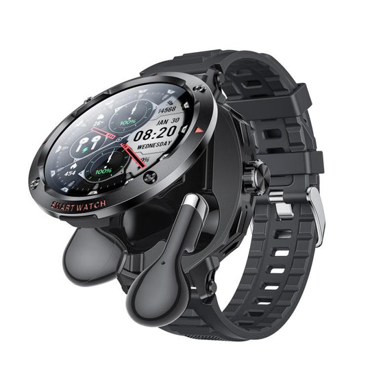Yesido IO50 Smart Watch with TWS Earbuds, 2-in-1 Bluetooth-Compatible Smartwatch with Charging Box, 1.46 inch HD Display, NFC(Black)