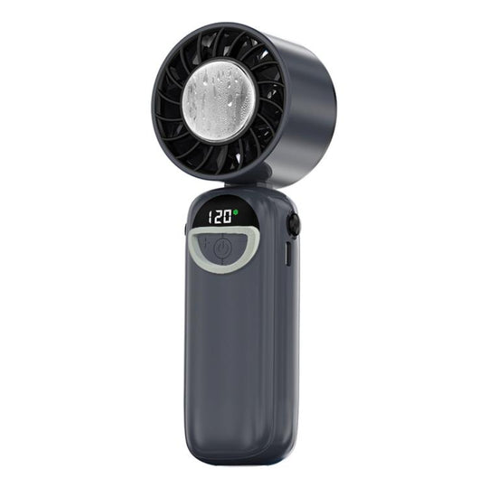 S-11 Apply Ice Neckband Handheld Foldable Fan with LED Display(Dark Grey)