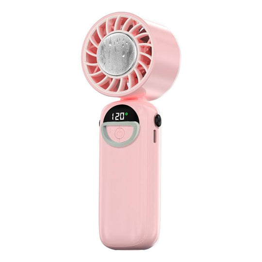 S-11 Apply Ice Neckband Handheld Foldable Fan with LED Display(Pink)