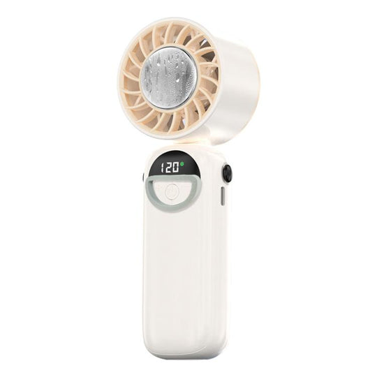 S-11 Apply Ice Neckband Handheld Foldable Fan with LED Display(Beige)
