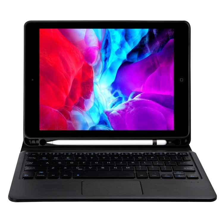 T098B-A Pressed Skin Texture TPU Detachable Candy Colors Bluetooth Keyboard Tablet Case for iPad Air 11 2024 / 2025 / Air 4 10.9 inch 2020, with Stand & Pen Slot & Touch(Black) by buy2fix