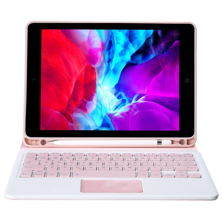 T098B-A Pressed Skin Texture TPU Detachable Candy Colors Bluetooth Keyboard Tablet Case for iPad Air 4 10.9 inch (2020), with Stand & Pen Slot & Touch(Pink) - For iPad Air by buy2fix | Online Shopping UK | buy2fix