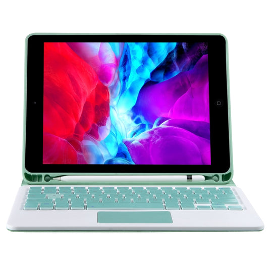 T098B-A Pressed Skin Texture TPU Detachable Candy Colors Bluetooth Keyboard Tablet Case for iPad Air 11 2024 / 2025 / Air 4 10.9 inch 2020, with Stand & Pen Slot & Touch(Light Green) by buy2fix