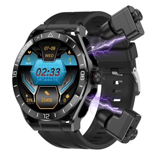 T95E 1.52-inch Display 2-in-1 Smart Sports Watch TWS Bluetooth Earphones(Black)