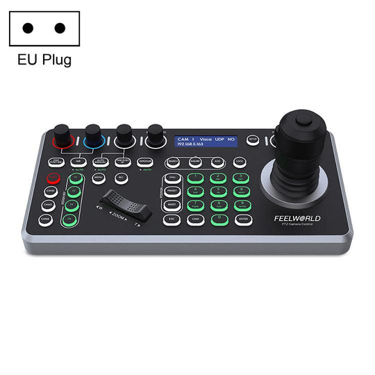 FEELWORLD KBC20 NDI PTZ Camera Controller Joystick Keyboard Control Multiple Control Protocol PoE Supported, Power Plug:EU Plug(Black)