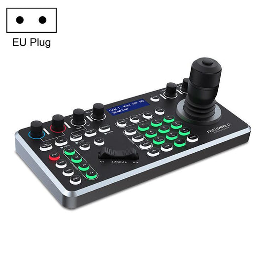 FEELWORLD KBC20N NDI PTZ Camera Controller Joystick Keyboard Control Multiple Control Protocol PoE Supported, Power Plug:EU Plug(Black)