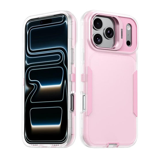 For iPhone 18 Pro Max / 17 Pro Max Traveler Lens Frame Holder Phone Case(Semi-transparent Pink)