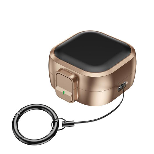For Samsung Galaxy Buds4 / Buds4 Pro Solid Color Snap Closure PC Earphones Protective Case(Black Rose Gold)