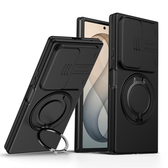 For Galaxy Z Fold8 Ultra 5G Camera Sliding Shield Magnetic Rotation Holder Phone Case(Black)