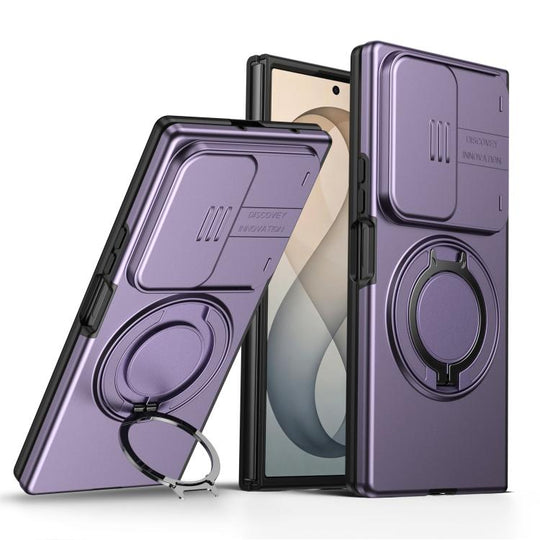For Galaxy Z Fold8 Ultra 5G Camera Sliding Shield Magnetic Rotation Holder Phone Case(Purple)