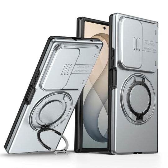For Galaxy Z Fold8 Ultra 5G Camera Sliding Shield Magnetic Rotation Holder Phone Case(Silver)