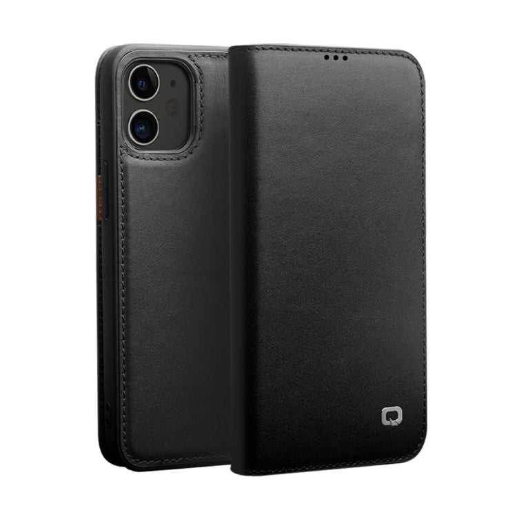 For iPhone 12 / 12 Pro QIALINO Business Horizontal Flip Leather Case with Holder & Card Slots & Wallet(Black) - iPhone 12 / 12 Pro Cases by QIALINO | Online Shopping UK | buy2fix