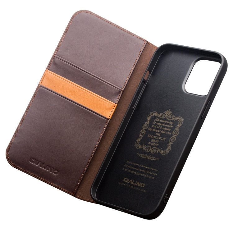 For iPhone 12 / 12 Pro QIALINO Business Horizontal Flip Leather Case with Holder & Card Slots & Wallet(Brown) - iPhone 12 / 12 Pro Cases by QIALINO | Online Shopping UK | buy2fix