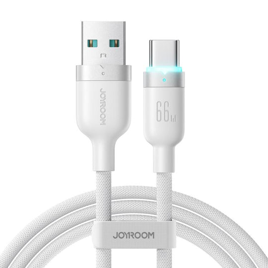 JOYROOM S-A63 StarWay Series 1.2m 66W USB-A to Type-C Auto Power-Off Fast Charging Data Cable(White)
