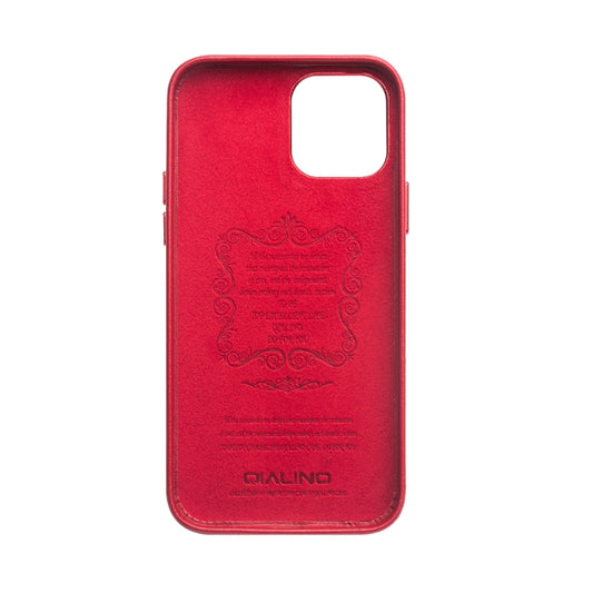 For iPhone 12 Pro Max QIALINO Shockproof Cowhide Leather Protective Case(Red) by QIALINO