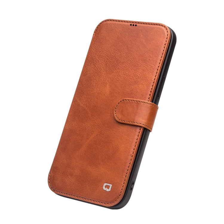 For iPhone 12 mini QIALINO Business Magnetic Horizontal Flip Leather Case with Card Slots & Wallet (Light Brown) - iPhone 12 mini Cases by QIALINO | Online Shopping UK | buy2fix