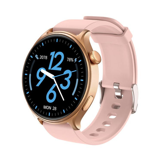 GR2 1.46 inch Ultra-HD Screen BT Calling Smart Watch, Support Health Monitoring(Gold+Pink Silicone Strap)