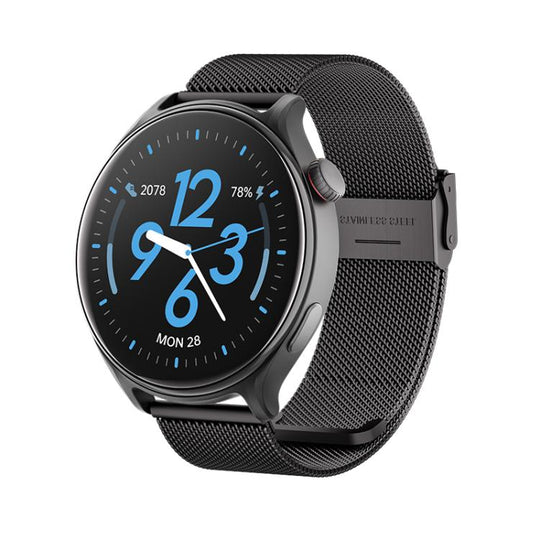 GR2 1.46 inch Ultra-HD Screen BT Calling Smart Watch, Support Health Monitoring(Black+Black Steel Strap)
