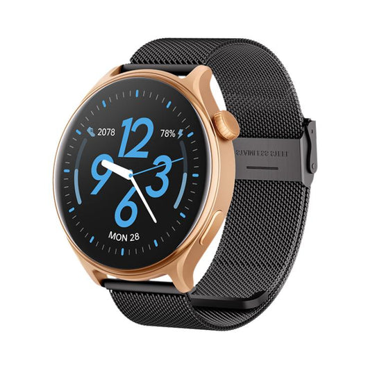 GR2 1.46 inch Ultra-HD Screen BT Calling Smart Watch, Support Health Monitoring(Gold+Black Steel Strap)