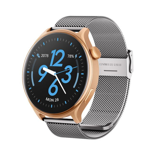 GR2 1.46 inch Ultra-HD Screen BT Calling Smart Watch, Support Health Monitoring(Gold+Silver Steel Strap)