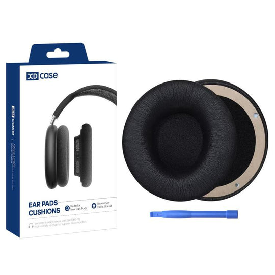 For Beats Solo Pro Wireless XDcase 1 Pair Protein Leather Headset Replacement Ear Pads with Pry Tool(Black)
