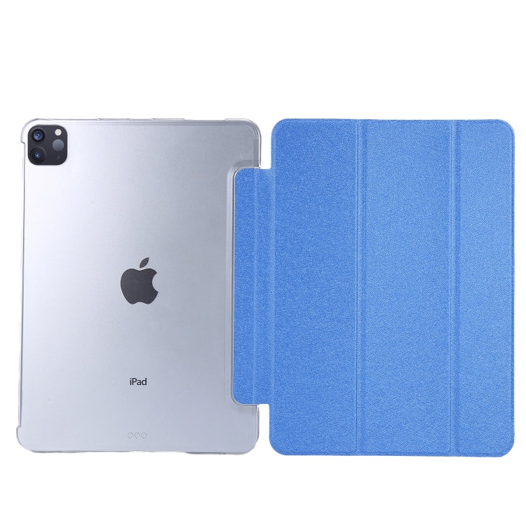 Silk Texture Flip Magnetic PU Leather Smart Case with Three-folding Holder For iPad Air 11 2024 / Air 2022 / 2020 10.9(Blue) - iPad Air (2022) / (2020) 10.9 Cases by buy2fix | Online Shopping UK | buy2fix