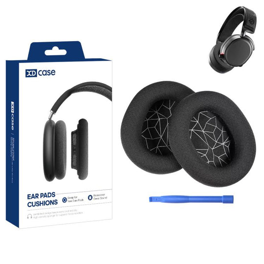 For SteelSeries Arctis 1 / 3 / 5 / 7 / 9 / Pro XDcase 1 Pair Headset Replacement Ear Pads with Prying Tool(Mesh Fabric-Black White)