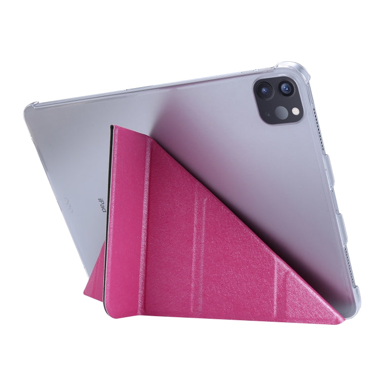 Silk Texture Horizontal Deformation Flip Leather Case with Three-folding Holder For iPad Air 11 2024 / Air 2022 / 2020 10.9(Rose Red) - iPad Air (2022) / (2020) 10.9 Cases by buy2fix | Online Shopping UK | buy2fix