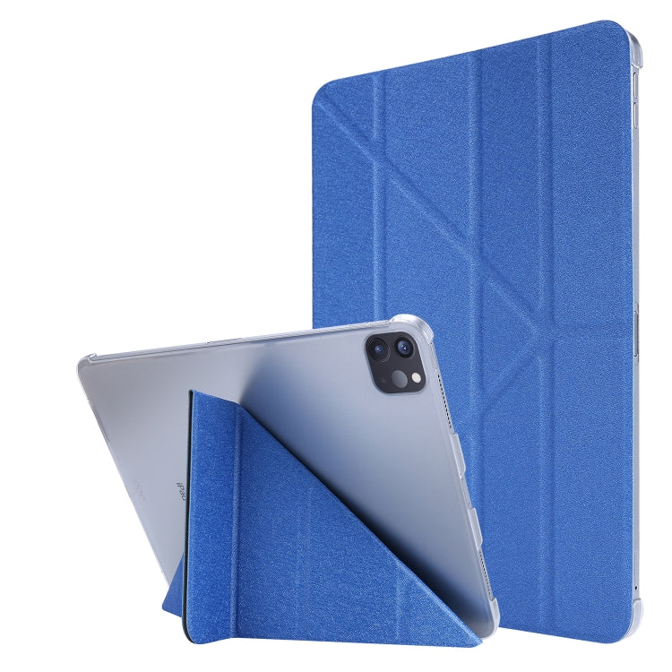 Silk Texture Deformation Flip Leather Case with Three-folding Holder For iPad Air 11 2024 / Air 2022 / 2020 10.9(Blue) by buy2fix
