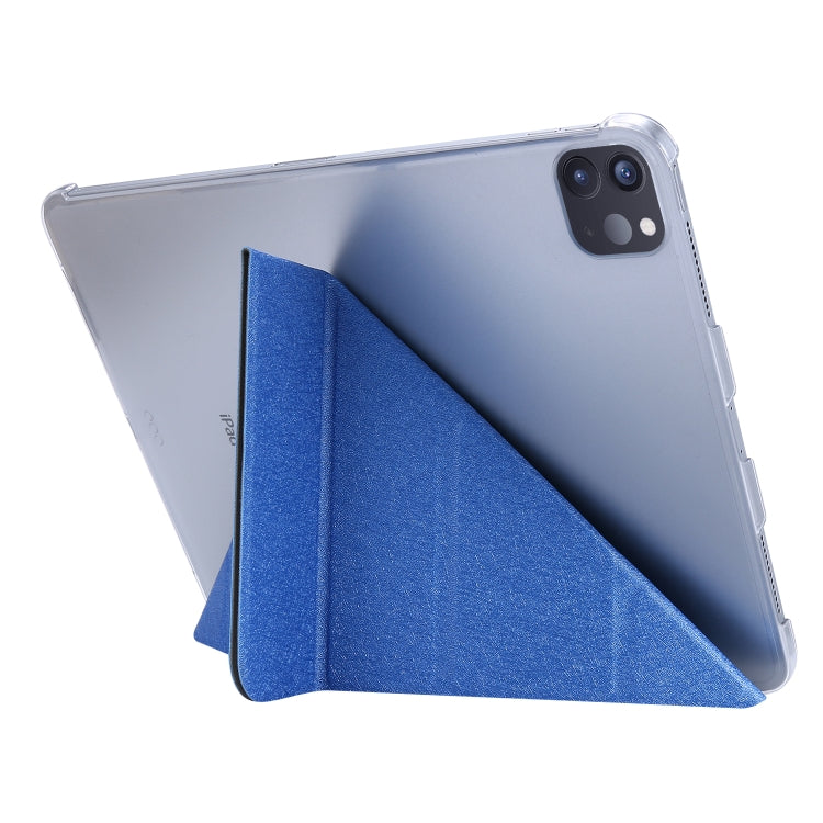 Silk Texture Deformation Flip Leather Case with Three-folding Holder For iPad Air 11 2024 / Air 2022 / 2020 10.9(Blue) by buy2fix