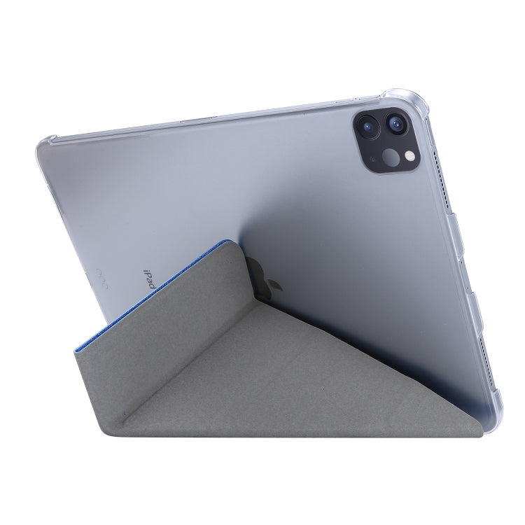Silk Texture Deformation Flip Leather Case with Three-folding Holder For iPad Air 11 2024 / Air 2022 / 2020 10.9(Blue) by buy2fix