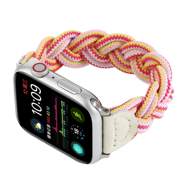 Elastic Woven Watch Band For Apple Watch Ultra 49mm&Watch Ultra 2 49mm / Series 9&8&7 45mm / SE 3&SE 2&6&SE&5&4 44mm / 3&2&1 42mm, Length:160mm(Rose Red Pink) - Watch Bands by buy2fix | Online Shopping UK | buy2fix