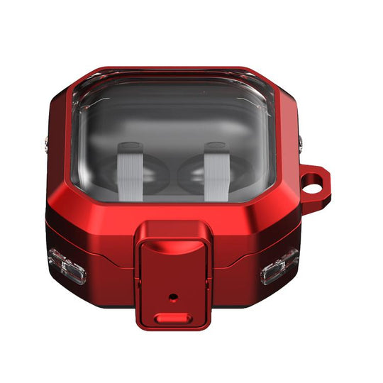 For Samsung Galaxy Buds4 / Buds4 Pro Thunder Armor Transparent Earphones Case with Switch(Red)