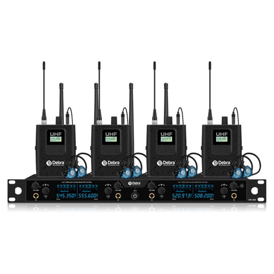 DEBRA ER-404 Professional Stage Monitoring System 4-in-1 Wireless In-Ear Headphones(EU Plug)