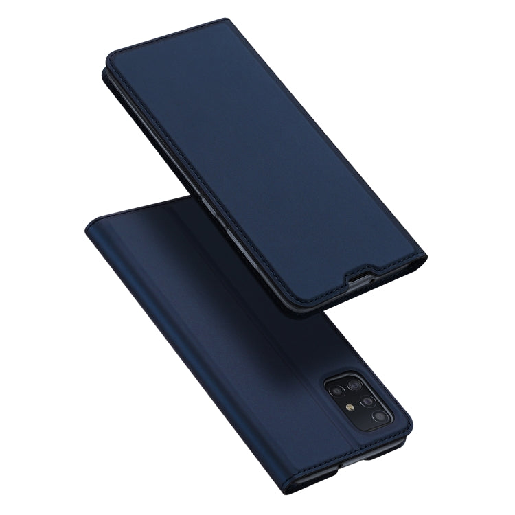 For Samsung Galaxy A51 DUX DUCIS Skin Pro Series Horizontal Flip PU + TPU Leather Case with Holder & Card Slots(Blue) - Galaxy Phone Cases by DUX DUCIS | Online Shopping UK | buy2fix