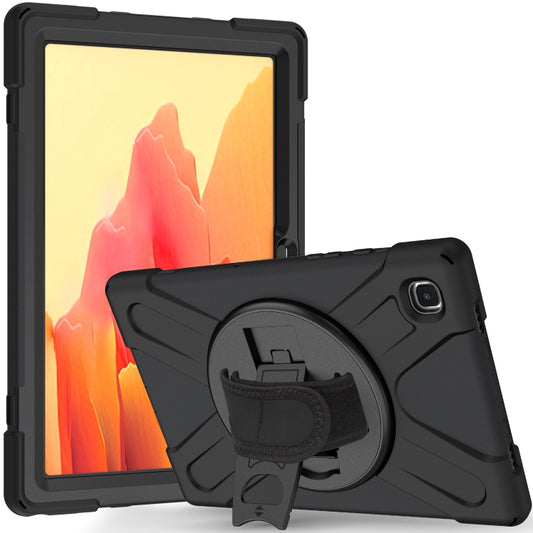 For Samsung Galaxy Tab A7 (2020) T500/T505 360 Degree Rotation PC + Silicone Protective Case with Holder & Hand-strap(Black) - Other Galaxy Tab PC by buy2fix | Online Shopping UK | buy2fix