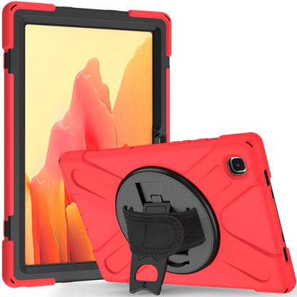 For Samsung Galaxy Tab A7 (2020) T500/T505 360 Degree Rotation PC + Silicone Protective Case with Holder & Hand-strap(Red) - Other Galaxy Tab PC by buy2fix | Online Shopping UK | buy2fix