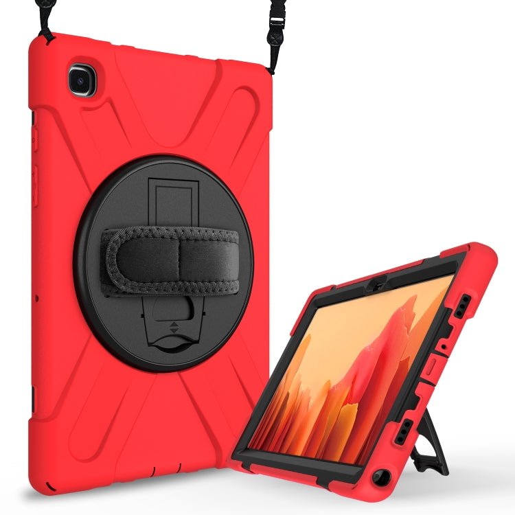 For Samsung Galaxy Tab A7 (2020) T500/T505 360 Degree Rotation PC + Silicone Protective Case with Holder & Hand-strap(Red) - Other Galaxy Tab PC by buy2fix | Online Shopping UK | buy2fix