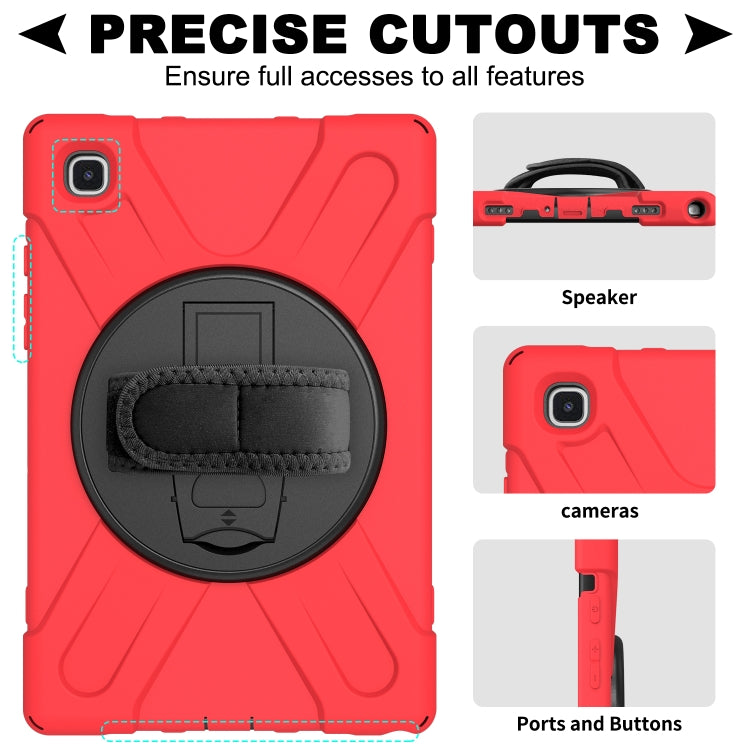 For Samsung Galaxy Tab A7 (2020) T500/T505 360 Degree Rotation PC + Silicone Protective Case with Holder & Hand-strap(Red) - Other Galaxy Tab PC by buy2fix | Online Shopping UK | buy2fix