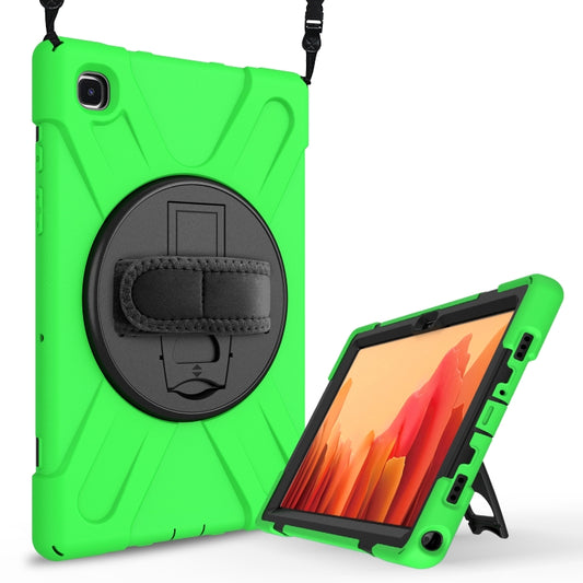 For Samsung Galaxy Tab A7 (2020) T500/T505 360 Degree Rotation PC + Silicone Protective Case with Holder & Hand-strap(Green) - Other Galaxy Tab PC by buy2fix | Online Shopping UK | buy2fix