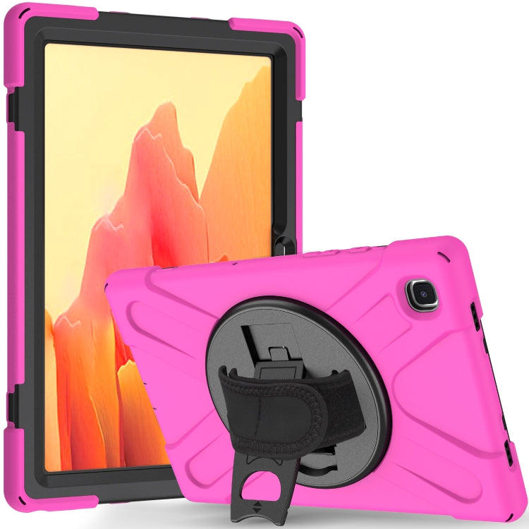 For Samsung Galaxy Tab A7 (2020) T500/T505 360 Degree Rotation PC + Silicone Protective Case with Holder & Hand-strap(Rose Red) - Other Galaxy Tab PC by buy2fix | Online Shopping UK | buy2fix