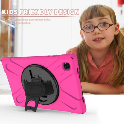 For Samsung Galaxy Tab A7 (2020) T500/T505 360 Degree Rotation PC + Silicone Protective Case with Holder & Hand-strap(Rose Red) - Other Galaxy Tab PC by buy2fix | Online Shopping UK | buy2fix