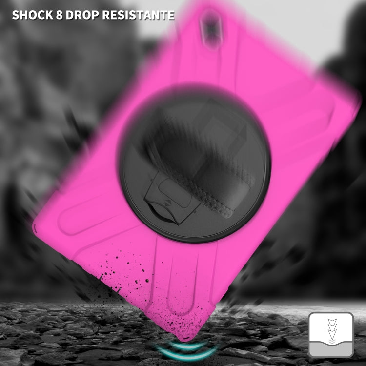 For Samsung Galaxy Tab A7 (2020) T500/T505 360 Degree Rotation PC + Silicone Protective Case with Holder & Hand-strap(Rose Red) - Other Galaxy Tab PC by buy2fix | Online Shopping UK | buy2fix