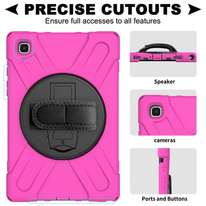 For Samsung Galaxy Tab A7 (2020) T500/T505 360 Degree Rotation PC + Silicone Protective Case with Holder & Hand-strap(Rose Red) - Other Galaxy Tab PC by buy2fix | Online Shopping UK | buy2fix