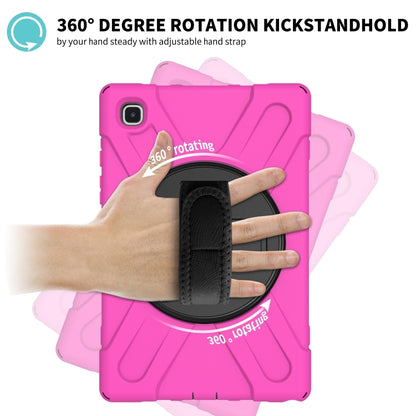 For Samsung Galaxy Tab A7 (2020) T500/T505 360 Degree Rotation PC + Silicone Protective Case with Holder & Hand-strap(Rose Red) - Other Galaxy Tab PC by buy2fix | Online Shopping UK | buy2fix