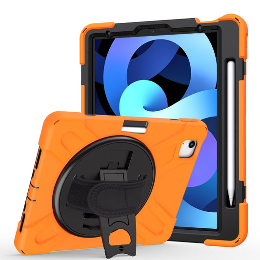 For iPad Air 2022 / 2020 10.9 360 Degree Rotation PC + Silicone Protective Case with Holder & Hand-strap(Orange) - iPad Air (2022) / (2020) 10.9 Cases by buy2fix | Online Shopping UK | buy2fix