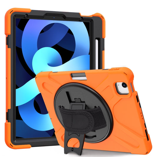 For iPad Air 2022 / 2020 10.9 360 Degree Rotation PC + Silicone Protective Case with Holder & Hand-strap(Orange) - iPad Air (2022) / (2020) 10.9 Cases by buy2fix | Online Shopping UK | buy2fix